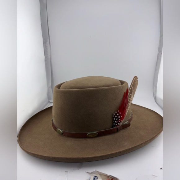 Stetson The Gun Club XXXX Cowboy Hat Size 7 USA Made Brown Leather - Picture 2 of 14